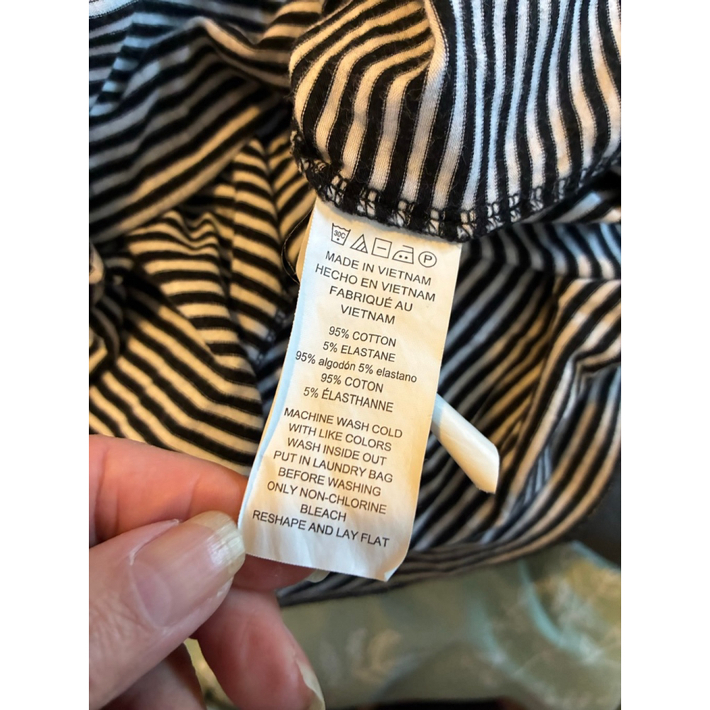 Women's Michael Kors Black White Striped Cold Shoulder Tank Top M - Picture 6 of 8